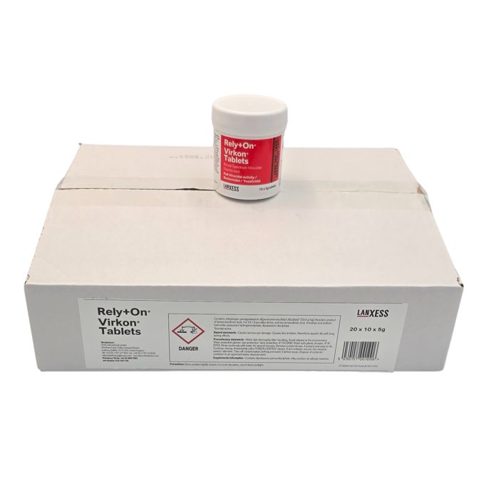 Rely+On Virkon disinfectant tablets boxed tubs