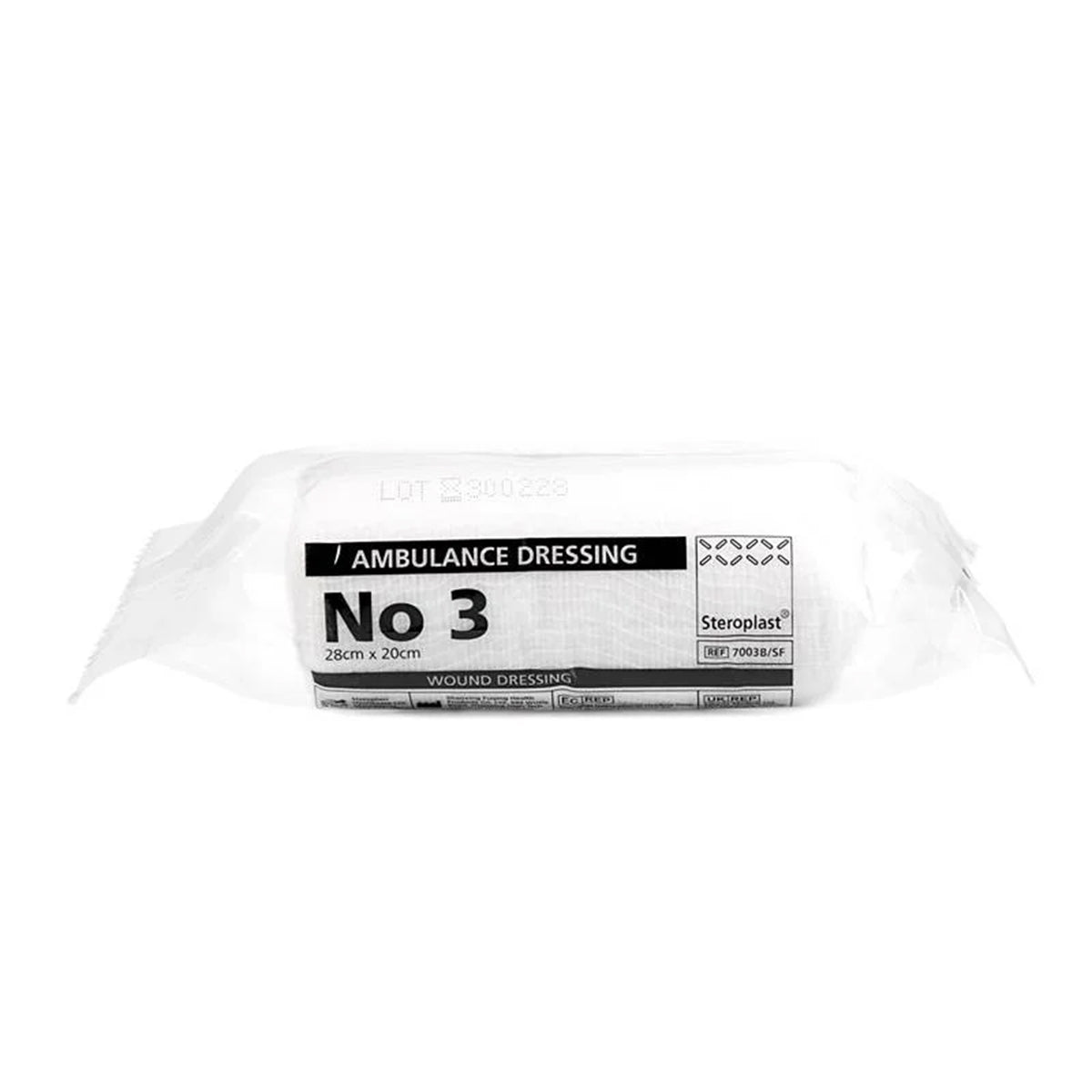Sterile dressings, bandage rolls and plasters laid flat