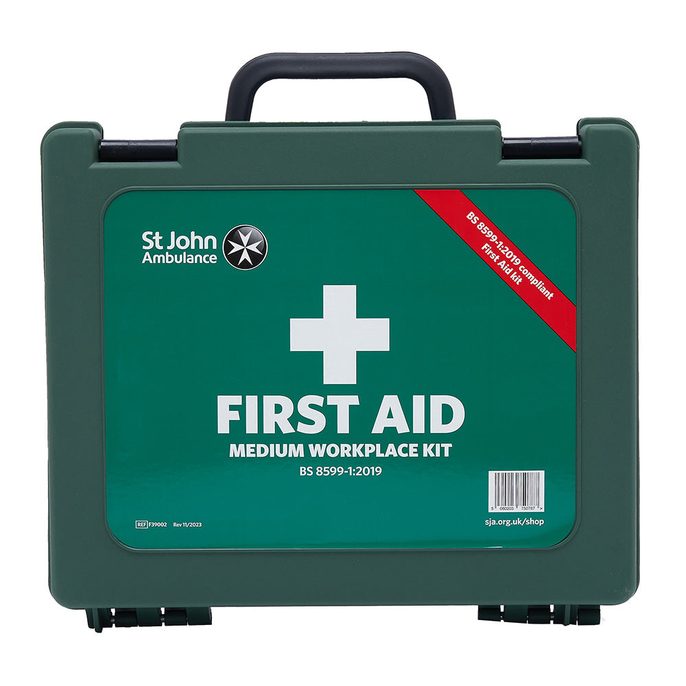 British Standard green workplace first aid kit box