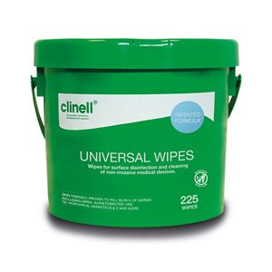 Clinell Universal Sanitising Wipes bucket of 225