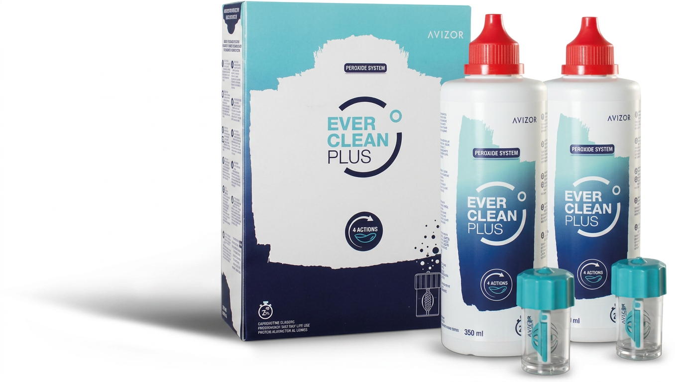 Avizor Ever Clean Plus hydrogen peroxide contact lens system pack with lens case
