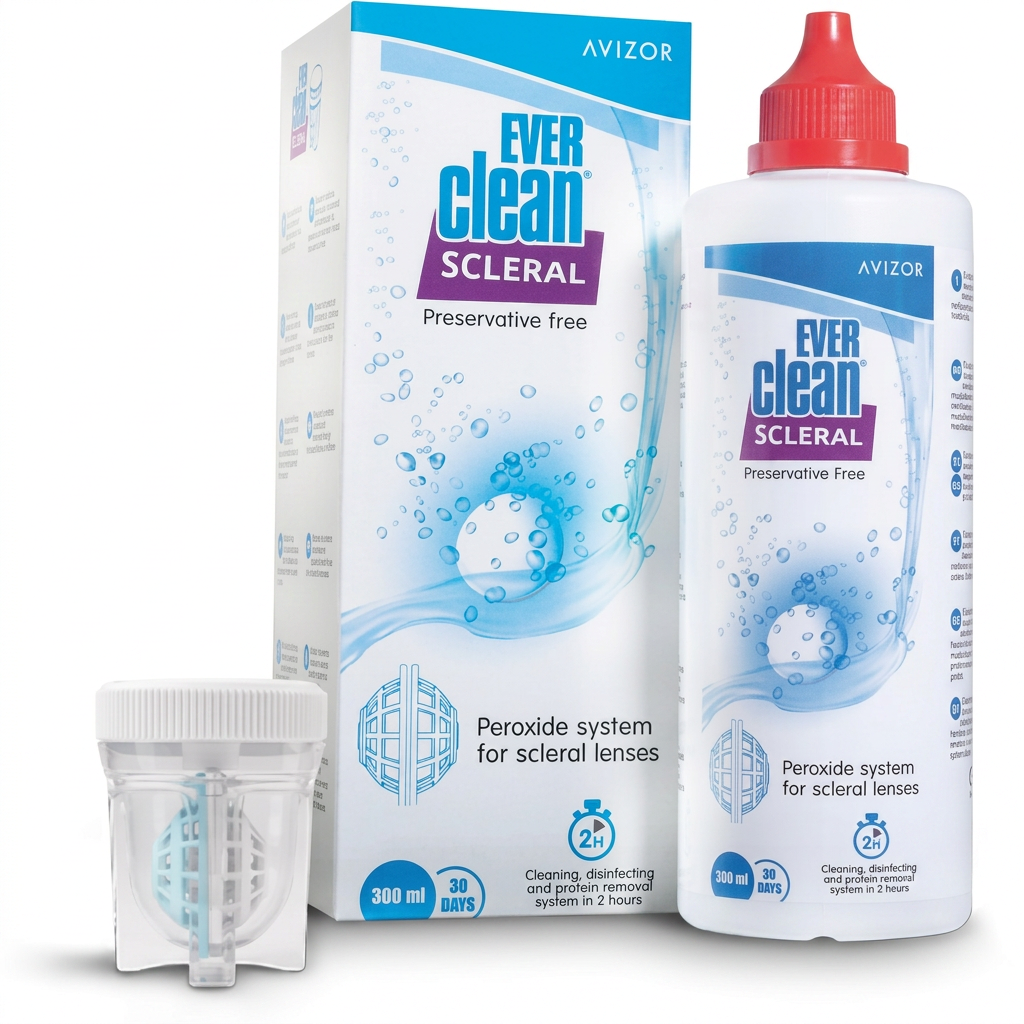 Avizor Ever Clean Scleral peroxide system pack with scleral lens case
