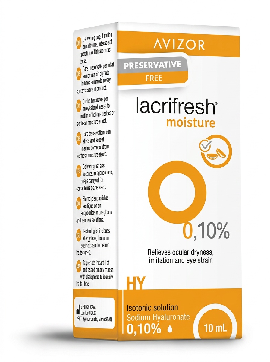 Avizor Lacrifresh Moisture sodium hyaluronate eye drops carton