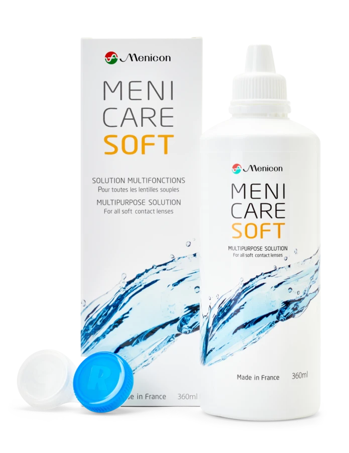 Menicon MeniCare Soft multipurpose contact lens solution packaging
